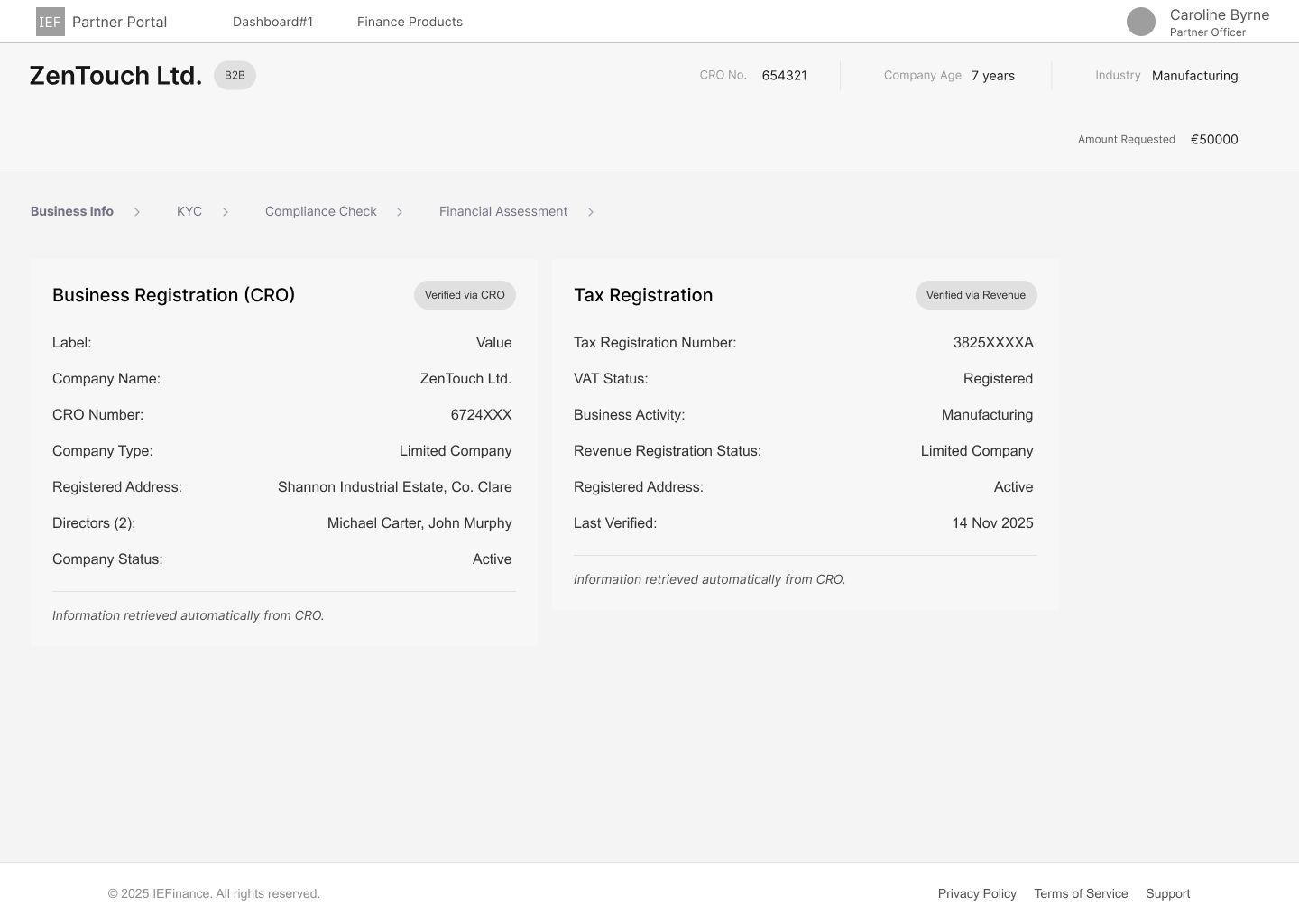 Data collection screen 1